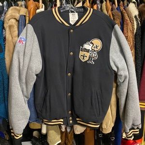 Mens Reebok NFL Vintage Collection Saints Varsity Bomber Jacket